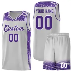 Gray Purple Graffiti Pattern Sports Basketball Jersey