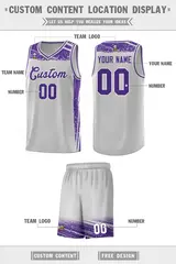 Gray Purple Graffiti Pattern Sports Basketball Jersey 2