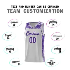 Gray Purple Graffiti Pattern Sports Basketball Jersey 3