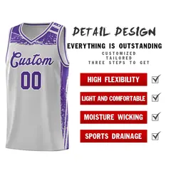 Gray Purple Graffiti Pattern Sports Basketball Jersey 4