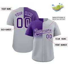 Gray Purple Half Gradient Authentic Baseball Jersey 2