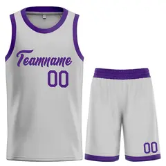 Gray Purple Heal Basketball Jersey Uniform Set 1