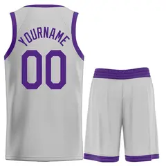Gray Purple Heal Basketball Jersey Uniform Set 2