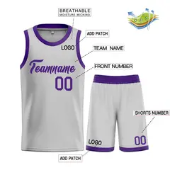 Gray Purple Heal Basketball Jersey Uniform Set 3