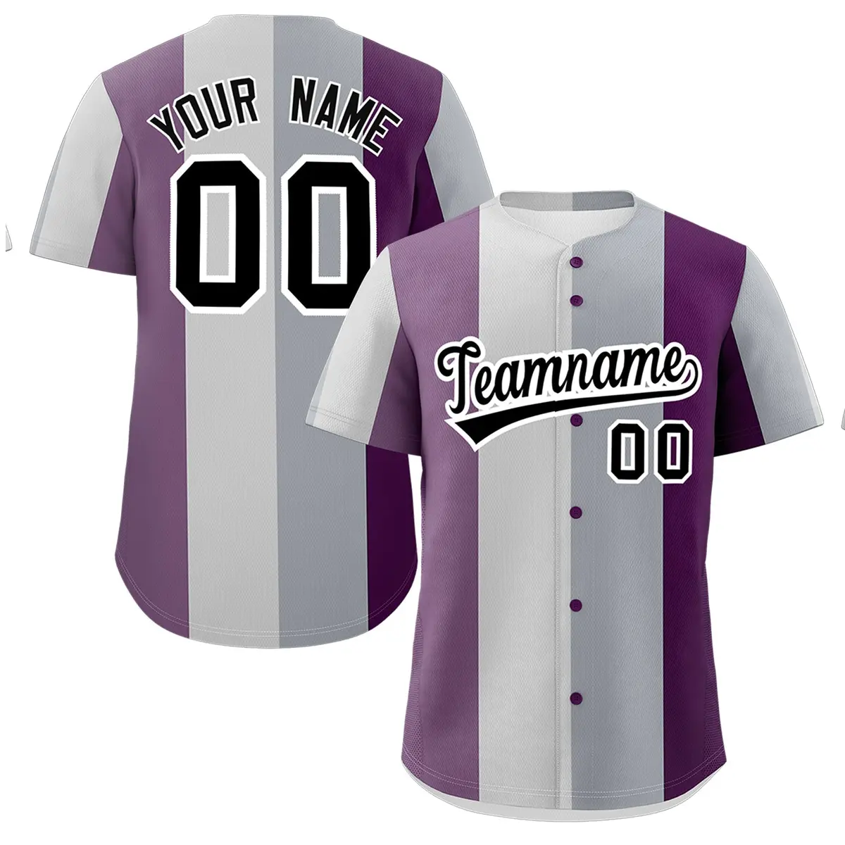 Gray Purple Light Purple Pride Month Color Block Baseball Jersey