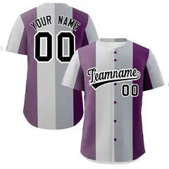 Gray Purple Light Purple Pride Month Color Block Baseball Jersey 1