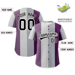 Gray Purple Light Purple Pride Month Color Block Baseball Jersey 2