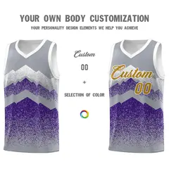 Gray Purple Mountain Fade Gradient Fashion Basketball Jersey 3