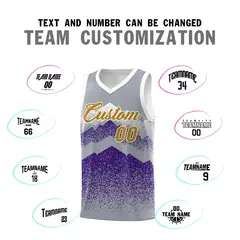 Gray Purple Mountain Fade Gradient Fashion Basketball Jersey 4