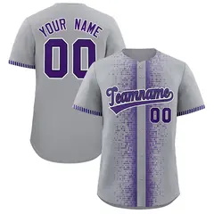 Gray Purple Phonetic Rhythm Authentic Baseball Jersey