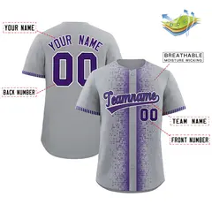Gray Purple Phonetic Rhythm Authentic Baseball Jersey 2