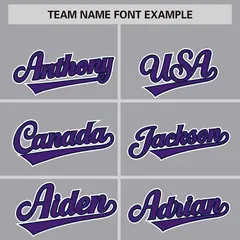 Gray Purple Phonetic Rhythm Authentic Baseball Jersey 3