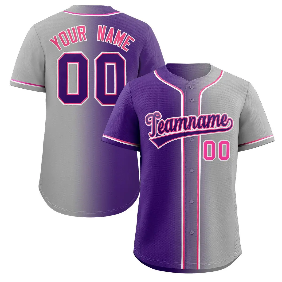 Gray Purple-Pink Gradient Fashion Authentic Baseball Jersey