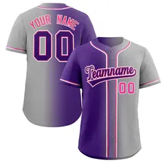 Gray Purple-Pink Gradient Fashion Authentic Baseball Jersey