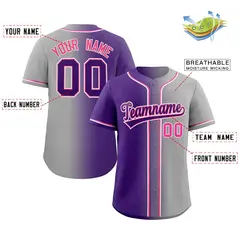 Gray Purple-Pink Gradient Fashion Authentic Baseball Jersey 2