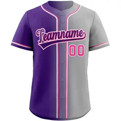 Gray Purple-Pink Gradient Fashion Authentic Baseball Jersey 3