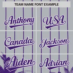 Gray Purple Pinstripe Coconut Tree Authentic Baseball Jersey 3