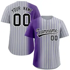 Gray Purple Pinstripe Gradient Baseball Jersey