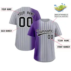 Gray Purple Pinstripe Gradient Baseball Jersey 2