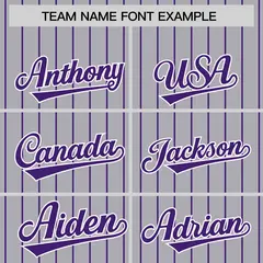 Gray Purple Pinstripe Raglan Full-Snap Letterman Baseball Jacket 3