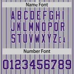 Gray Purple Pinstripe Raglan Full-Snap Letterman Baseball Jacket 4