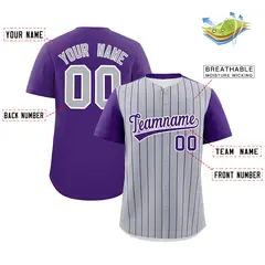 Gray Purple Pinstripe Two-Tone Authentic Baseball Jersey 2