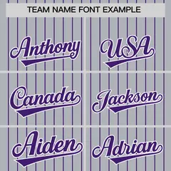 Gray Purple Pinstripe Two-Tone Authentic Baseball Jersey 3