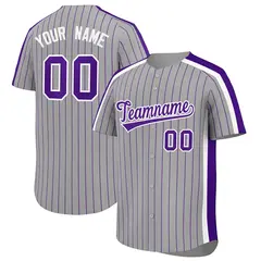Gray Purple Pinstripe Two-tone Side Baseball Jersey