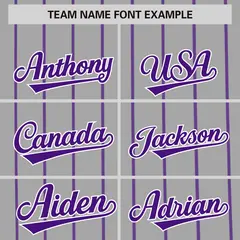 Gray Purple Pinstripe Two-tone Side Baseball Jersey 3