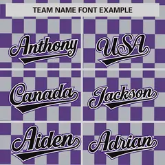 Gray Purple Plaid Fashion Authentic Baseball Jersey 3