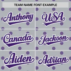 Gray Purple Polka Dot Graffiti Authentic Baseball Jersey 3