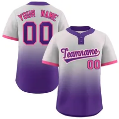Gray Purple Purple-Pink Gradient Two-Button Softball Jersey 1