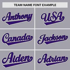 Gray Purple Raglan Sleeves Authentic Baseball Jersey 3
