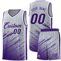 Gray Purple Splash Basketball Uniforms for Teams 1