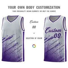 Gray Purple Splash Basketball Uniforms for Teams 3