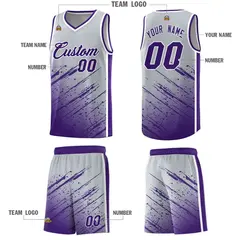 Gray Purple Splash Basketball Uniforms for Teams 5