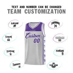Gray Purple Star Pattern Basketball Jersey Sports Uniform 4