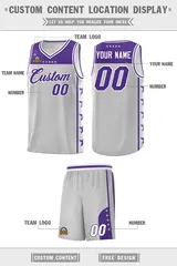 Gray Purple Star Pattern Basketball Jersey Sports Uniform 5