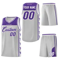 Gray Purple Star Pattern Basketball Jersey Sports Uniform 6