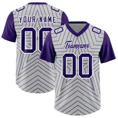 Gray Purple Star Pattern Raglan Football Jersey 1