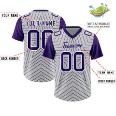 Gray Purple Star Pattern Raglan Football Jersey 2