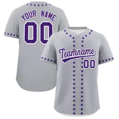 Gray Purple Star Ribbing Authentic Baseball Jersey 1
