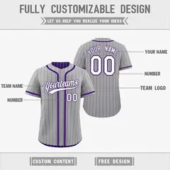 Gray Purple Striped Reversible Baseball Jersey 3