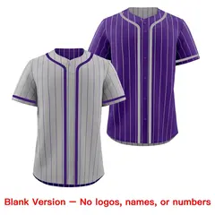 Gray Purple Striped Reversible Baseball Jersey 9