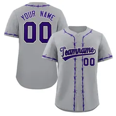 Gray Purple Thorns Ribbed Authentic Classic Baseball Jersey