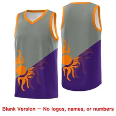 Gray Purple Two Tone Sunburst Design Basketball Jersey 2