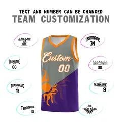 Gray Purple Two Tone Sunburst Design Basketball Jersey 5