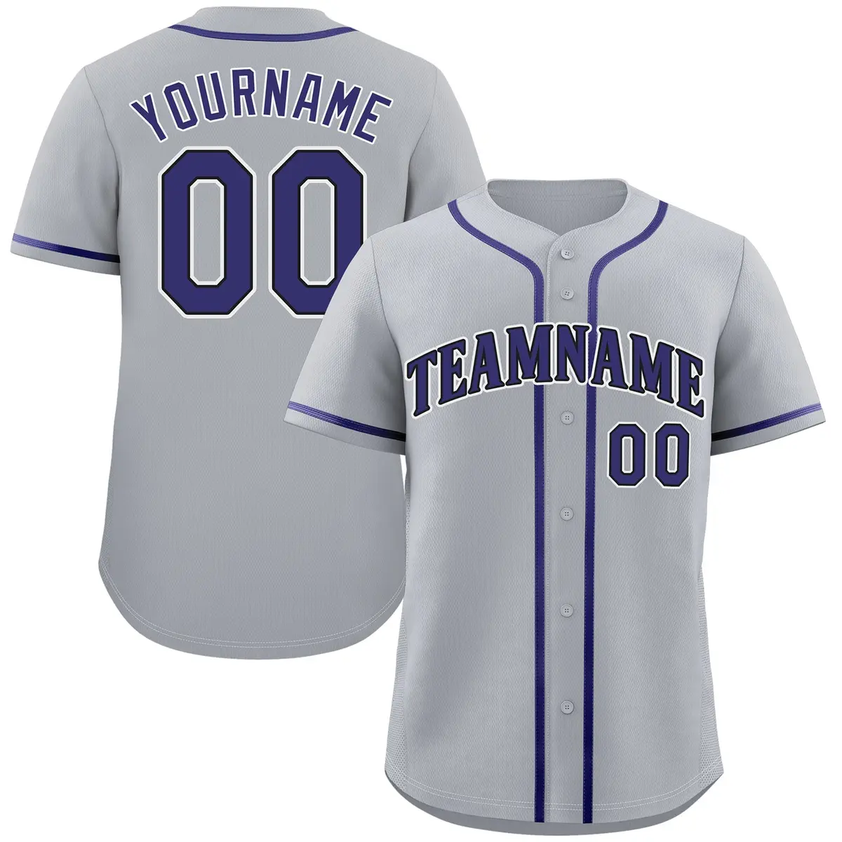 Gray Purple-White Authentic Classic Baseball Jersey