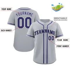 Gray Purple-White Authentic Classic Baseball Jersey 2