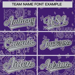 Gray Purple White Cashew Flower Graffiti V-Neck Hockey Jersey 3